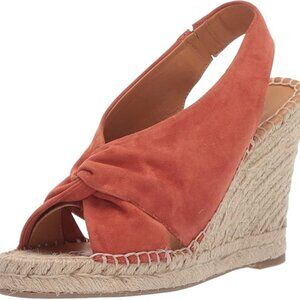 Joie Kaili Desert Red Wedge Espadrilles Wedge Sandals with Twist Detail